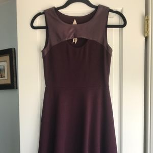 Bailey 44 Plum/Wine Dress with Leather and Cut Out